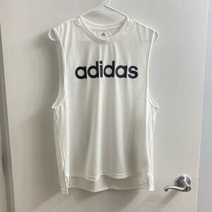 Adidas White Muscle Tee Tank Top Size L